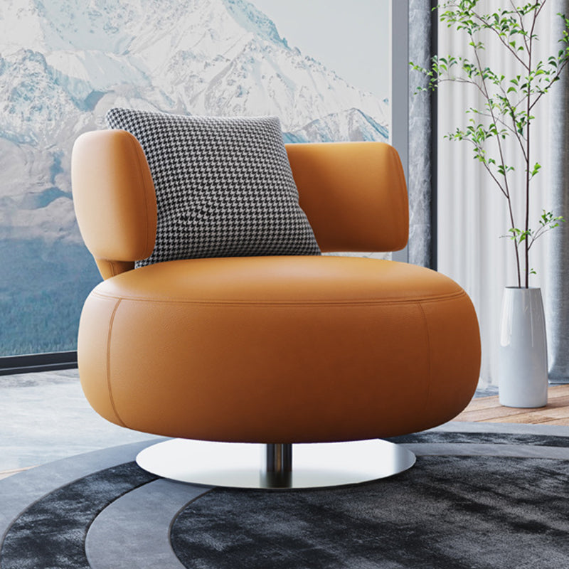 Contemporary Swivel Accent Chair Armless Lounge Chair with Cushion 33"L x 26"W x 28.5"H Orange Faux Leather Clearhalo 'Accent Chairs' 'accent_chairs' 'Chairs & Seating' 'furn' 'furn_accent_chairs' 'Furniture' 'Living Room Furniture' 5098756