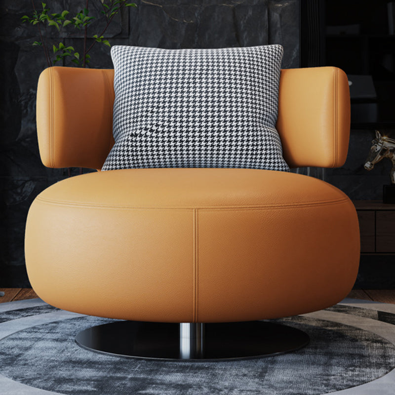 Contemporary Swivel Accent Chair Armless Lounge Chair with Cushion 33"L x 26"W x 28.5"H Orange Genuine Leather Clearhalo 'Accent Chairs' 'accent_chairs' 'Chairs & Seating' 'furn' 'furn_accent_chairs' 'Furniture' 'Living Room Furniture' 5098758
