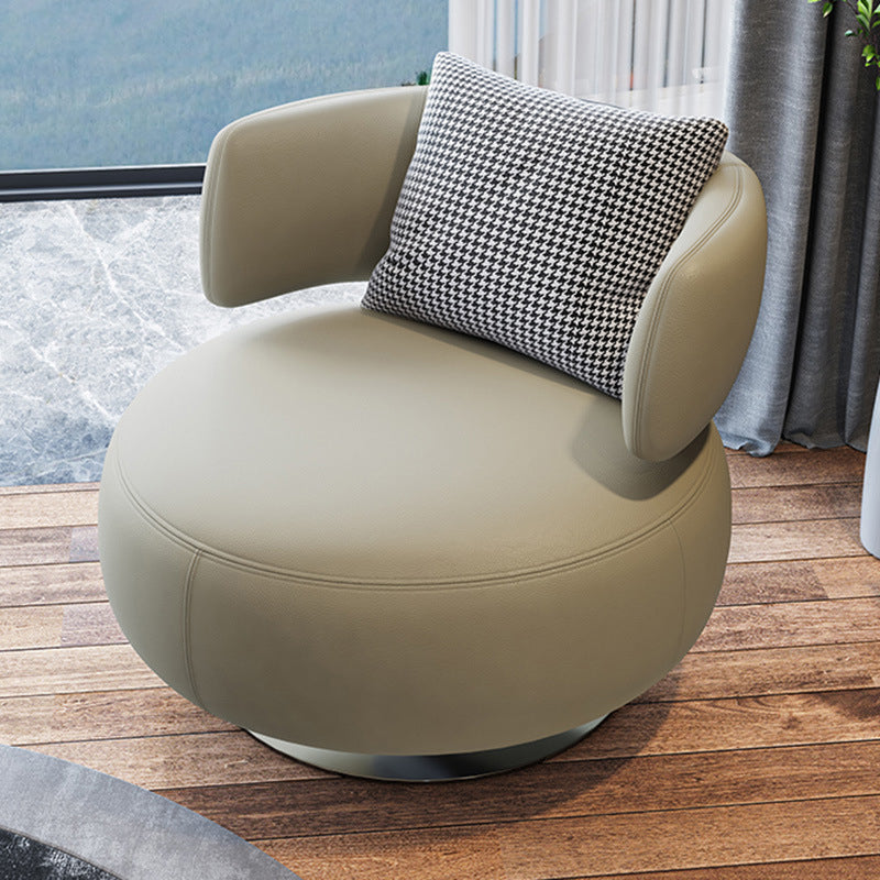 Contemporary Swivel Accent Chair Armless Lounge Chair with Cushion 33"L x 26"W x 28.5"H Light Gray Faux Leather Clearhalo 'Accent Chairs' 'accent_chairs' 'Chairs & Seating' 'furn' 'furn_accent_chairs' 'Furniture' 'Living Room Furniture' 5098762