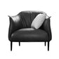 Solid Color Genuine Leather Arms Included with Black Legs Round Arms Barrel Chair Clearhalo 'Accent Chairs' 'accent_chairs' 'Chairs & Seating' 'furn' 'furn_accent_chairs' 'Furniture' 'Living Room Furniture' 5098802
