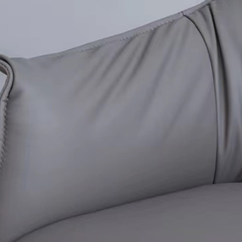 Solid Color Genuine Leather Arms Included with Black Legs Round Arms Barrel Chair Clearhalo 'Accent Chairs' 'accent_chairs' 'Chairs & Seating' 'furn' 'furn_accent_chairs' 'Furniture' 'Living Room Furniture' 5098804