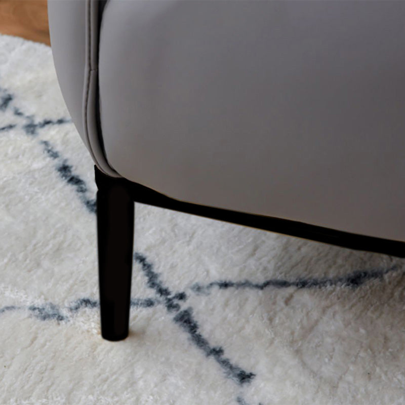 Solid Color Genuine Leather Arms Included with Black Legs Round Arms Barrel Chair Clearhalo 'Accent Chairs' 'accent_chairs' 'Chairs & Seating' 'furn' 'furn_accent_chairs' 'Furniture' 'Living Room Furniture' 5098806