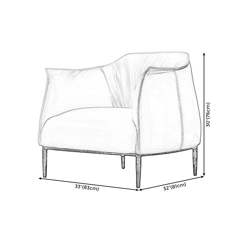 Solid Color Genuine Leather Arms Included with Black Legs Round Arms Barrel Chair Clearhalo 'Accent Chairs' 'accent_chairs' 'Chairs & Seating' 'furn' 'furn_accent_chairs' 'Furniture' 'Living Room Furniture' 5098810