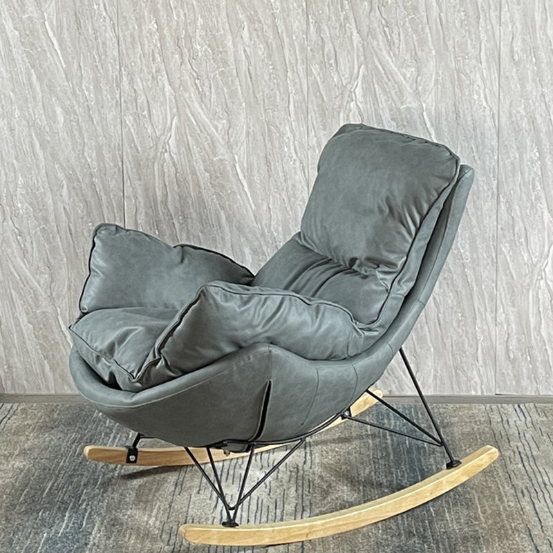 Sedia accento senza braccio contemporanea sedia in fico in pelle con schiena alta