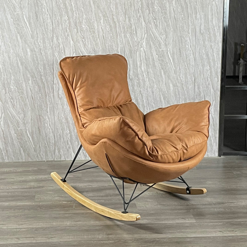 Sedia accento senza braccio contemporanea sedia in fico in pelle con schiena alta