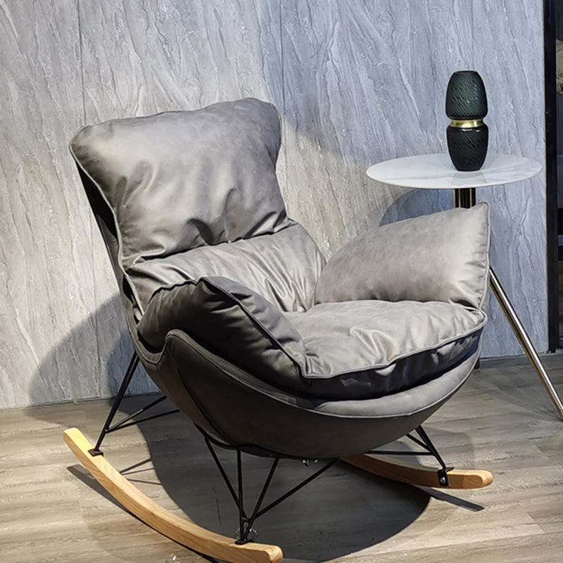 Sedia accento senza braccio contemporanea sedia in fico in pelle con schiena alta