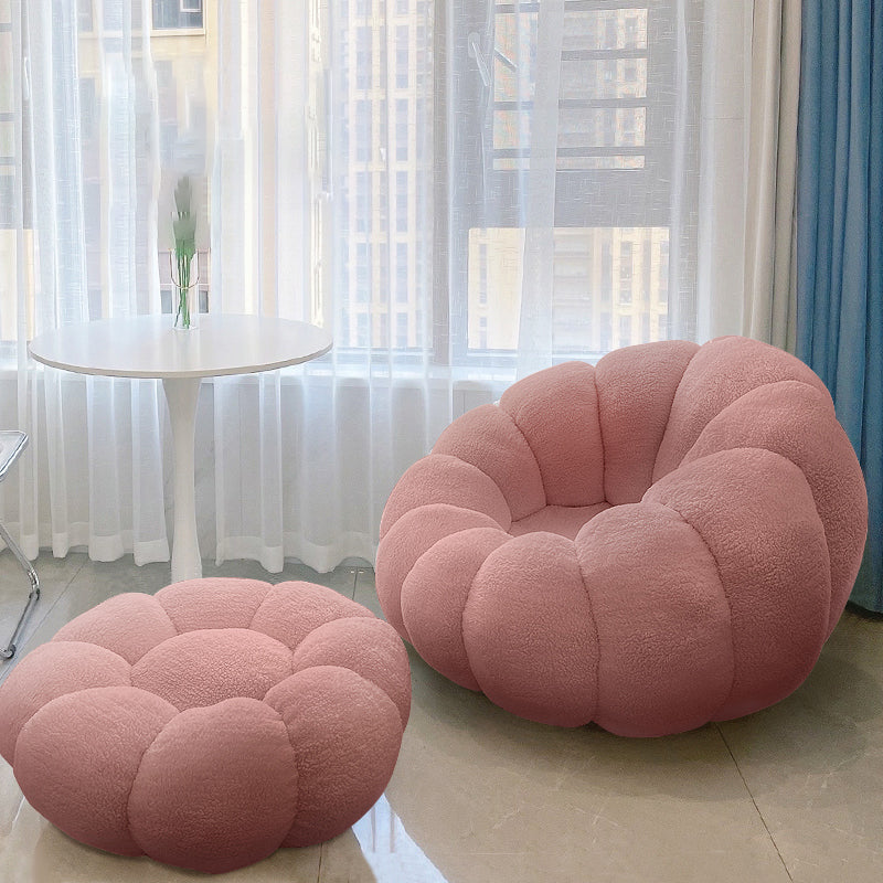 Lazy Sofa Lamb Cashmere Tatami Single Balcony Household Net Red Leisure Chair Pumpkin Sofa Pink Swivel With Ottoman Clearhalo 'Accent Chairs' 'accent_chairs' 'Chairs & Seating' 'furn' 'furn_accent_chairs' 'Furniture' 'Living Room Furniture' 5098855
