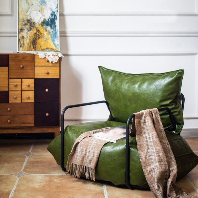 Chaise de faux cuir avec chaise à bras carrés et rangement pour le salon