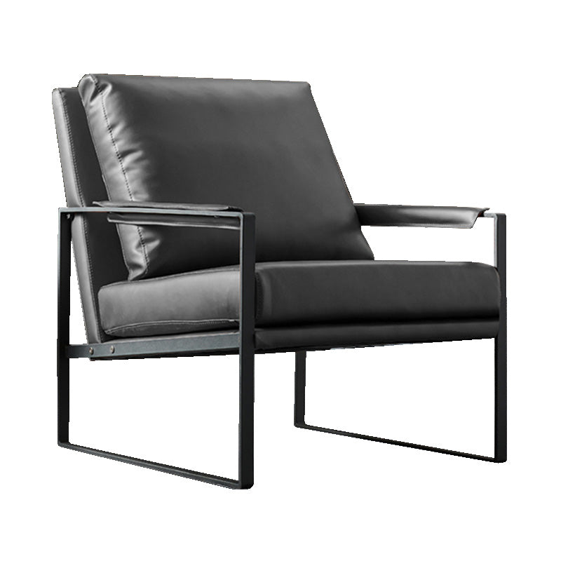 Braccia in pelle di ufficio a colori solidi inclusi con cuscino con gambe nere poltrona