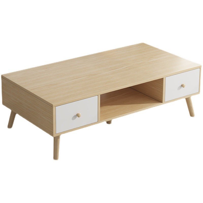 16.5"H Modern 4 Legs Wooden Base Rectangular Top Coffee Table with Storage