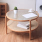 4 Legs Bunching Table with Solid Wood Base Round Coffee Table with Tempered Glass Top 31.5"L x 31.5"W x 17.7"H Natural Clearhalo 'Coffee & Accent Tables' 'Coffee Tables' 'coffee_tables' 'furn' 'furn_coffee_tables' 'Furniture' 'Living Room Furniture' 5099022