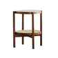 4 Legs Bunching Table with Solid Wood Base Round Coffee Table with Tempered Glass Top 19.7"L x 19.7"W x 23.5"H Walnut Clearhalo 'Coffee & Accent Tables' 'Coffee Tables' 'coffee_tables' 'furn' 'furn_coffee_tables' 'Furniture' 'Living Room Furniture' 5099029