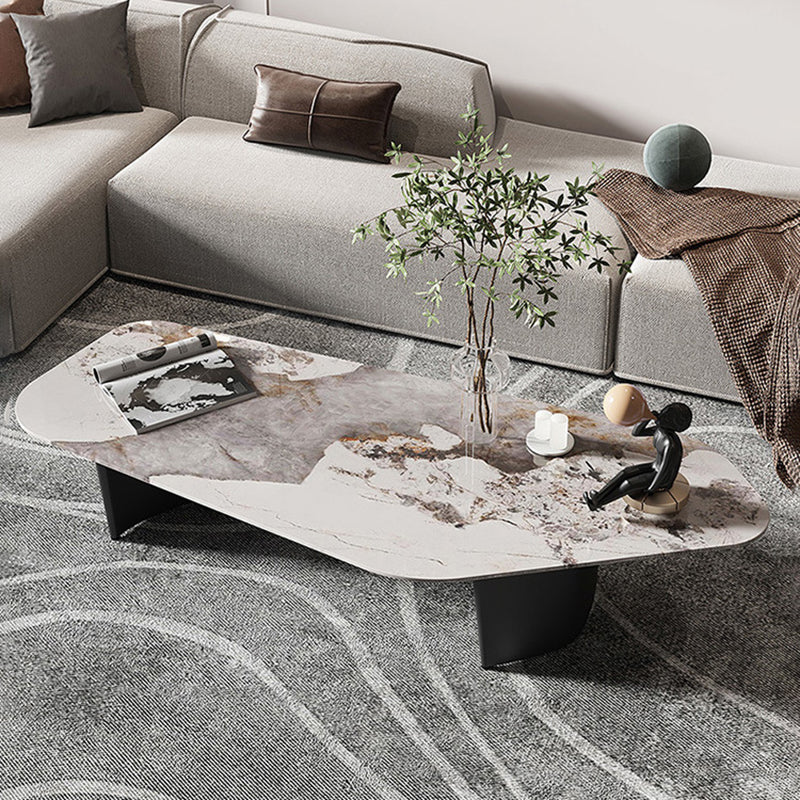 Italian Slate Special-shaped Table Modern Minimalist Designer Irregular Coffee Table 51"L x 25.5"W x 16"H Black Pandora Gold Clearhalo 'Coffee & Accent Tables' 'Coffee Tables' 'coffee_tables' 'furn' 'furn_coffee_tables' 'Furniture' 'Living Room Furniture' 5099051