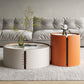 Modern Drum Base Solid Leather Round Table Coffee Table with Storage Clearhalo 'Coffee & Accent Tables' 'Coffee Tables' 'coffee_tables' 'furn' 'furn_coffee_tables' 'Furniture' 'Living Room Furniture' 5099132