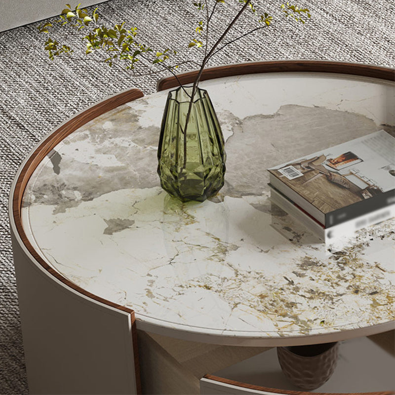 Modern Drum Base Solid Leather Round Table Coffee Table with Storage Clearhalo 'Coffee & Accent Tables' 'Coffee Tables' 'coffee_tables' 'furn' 'furn_coffee_tables' 'Furniture' 'Living Room Furniture' 5099134