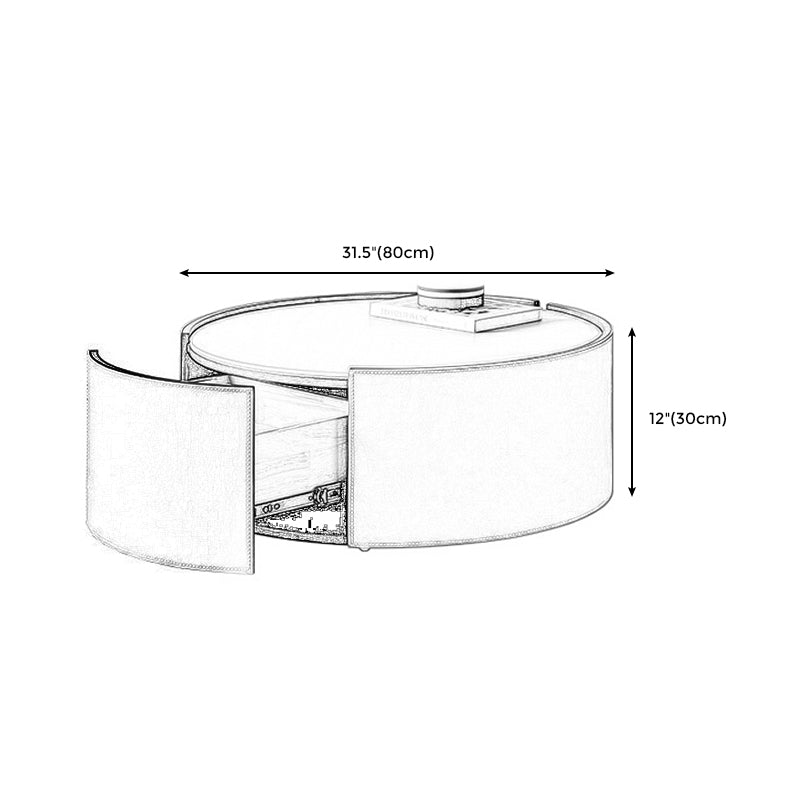 Modern Drum Base Solid Leather Round Table Coffee Table with Storage Clearhalo 'Coffee & Accent Tables' 'Coffee Tables' 'coffee_tables' 'furn' 'furn_coffee_tables' 'Furniture' 'Living Room Furniture' 5099146