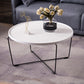 Cross Leg Base Design White/grey Faux Wood Top Metal Iron Round Coffee Table Black White Clearhalo 'Coffee & Accent Tables' 'Coffee Tables' 'coffee_tables' 'furn' 'furn_coffee_tables' 'Furniture' 'Living Room Furniture' 5099171