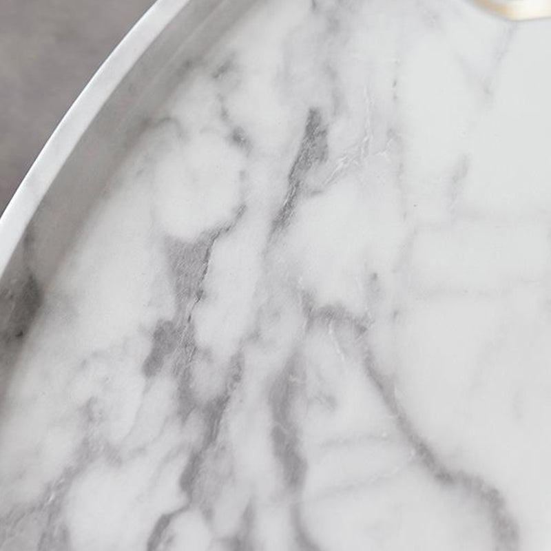 Cross Leg Base Design White/grey Faux Wood Top Metal Iron Round Coffee Table Clearhalo 'Coffee & Accent Tables' 'Coffee Tables' 'coffee_tables' 'furn' 'furn_coffee_tables' 'Furniture' 'Living Room Furniture' 5099176