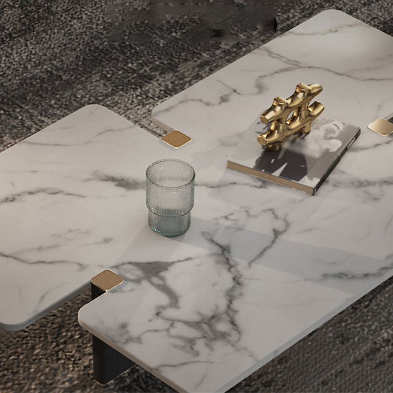 13.7 "H現代の木製3レッグベースホワイト/グレーの不規則な大理石のコーヒーテーブル