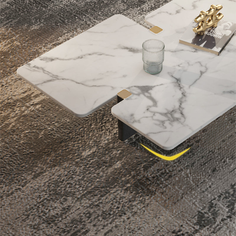 13.7 "H現代の木製3レッグベースホワイト/グレーの不規則な大理石のコーヒーテーブル