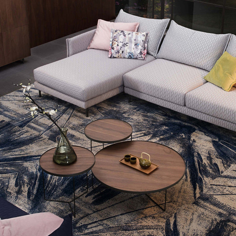 Mesa de café redonda de la base de hierro de metal de pizarra/madera de estilo de madera moderno