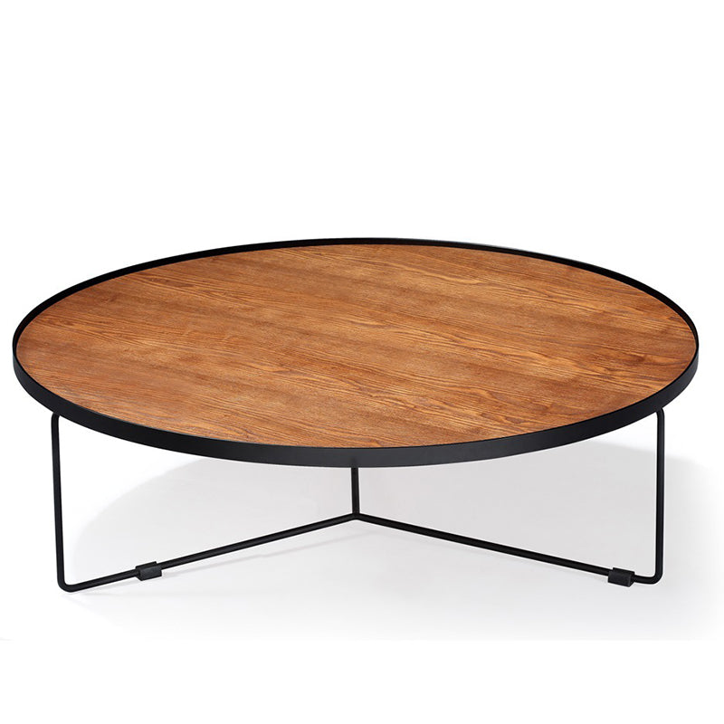 Mesa de café redonda de la base de hierro de metal de pizarra/madera de estilo de madera moderno