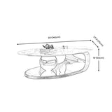 Tavolino ovale con base in acciaio inossidabile in tela