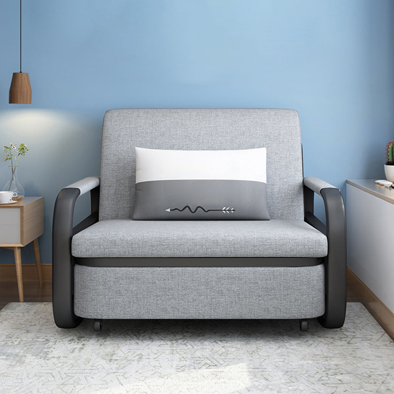 Contemporary Square Arm Cotton Blend Sofa Bed in Grey for 2 People 31.5"L x 35.5"W x 36"H Clearhalo 'furn' 'furn_sofas' 'Furniture' 'Living Room Furniture' 'Sofa' 'sofas' 5099659