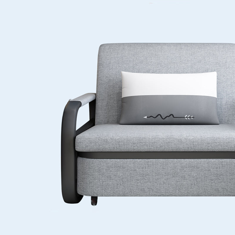 Contemporary Square Arm Cotton Blend Sofa Bed in Grey for 2 People Clearhalo 'furn' 'furn_sofas' 'Furniture' 'Living Room Furniture' 'Sofa' 'sofas' 5099662