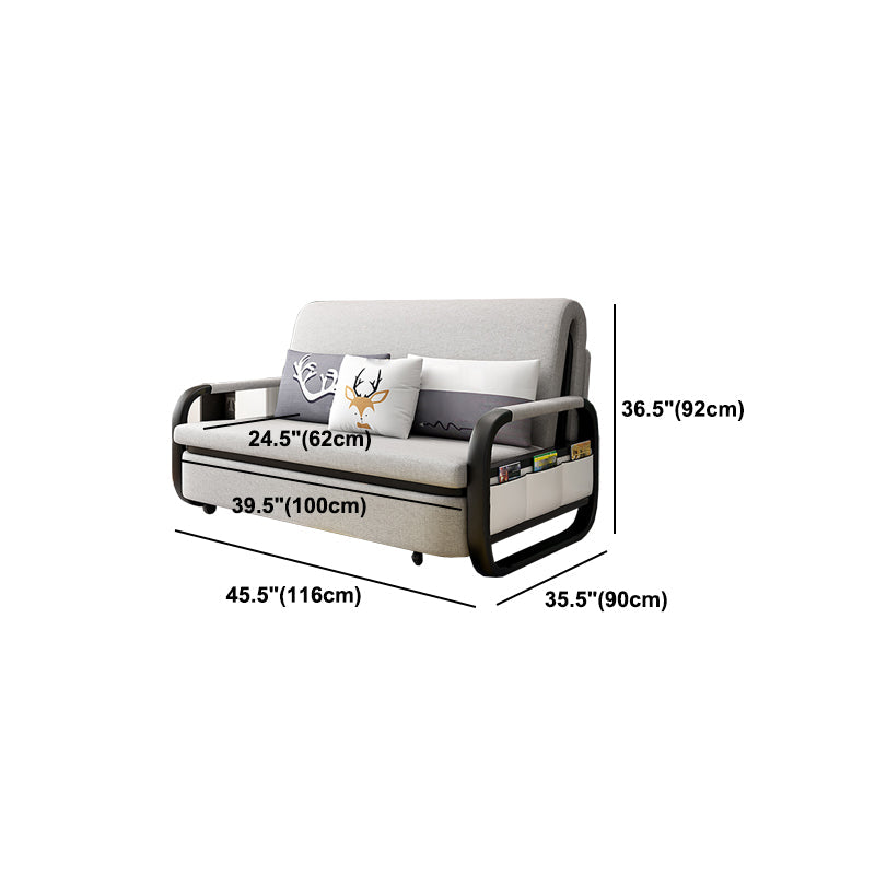 Contemporary Square Arm Cotton Blend Sofa Bed in Grey for 2 People Clearhalo 'furn' 'furn_sofas' 'Furniture' 'Living Room Furniture' 'Sofa' 'sofas' 5099669