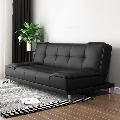 コンテンポラリーコンバーチブルアームレスコットンブレンドとフェイクレザーソファベッド