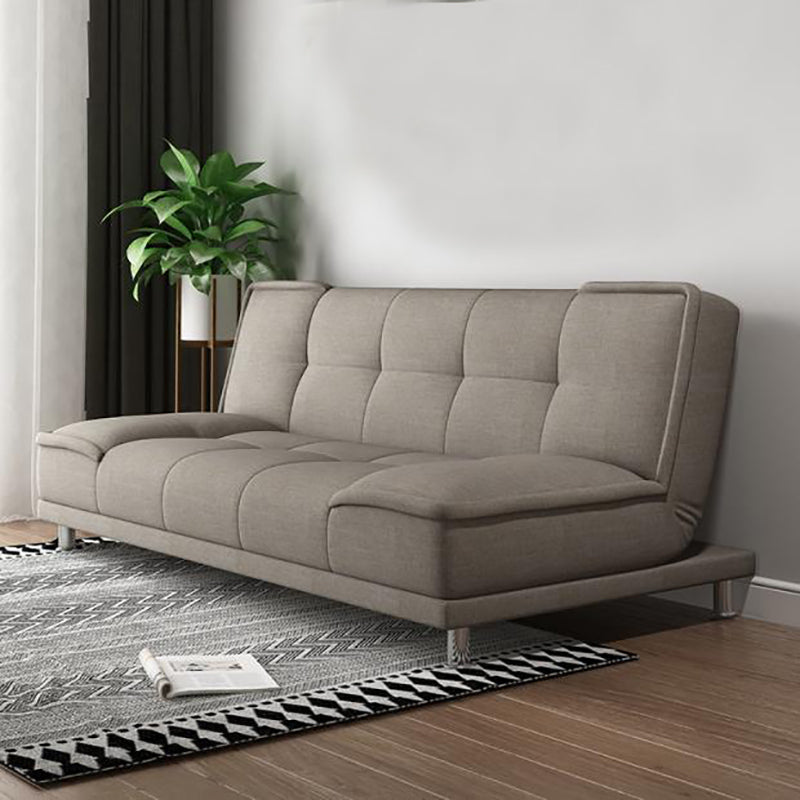 コンテンポラリーコンバーチブルアームレスコットンブレンドとフェイクレザーソファベッド