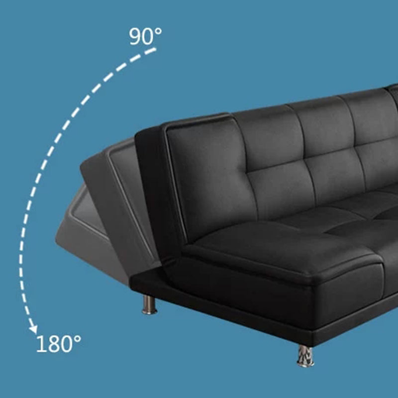 コンテンポラリーコンバーチブルアームレスコットンブレンドとフェイクレザーソファベッド