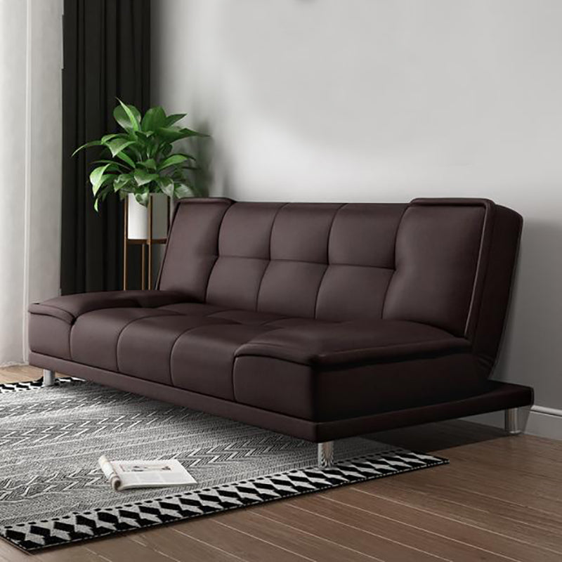 コンテンポラリーコンバーチブルアームレスコットンブレンドとフェイクレザーソファベッド