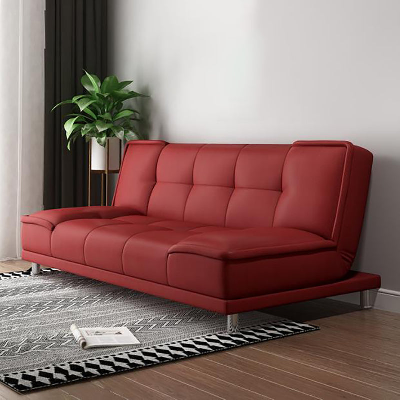 コンテンポラリーコンバーチブルアームレスコットンブレンドとフェイクレザーソファベッド