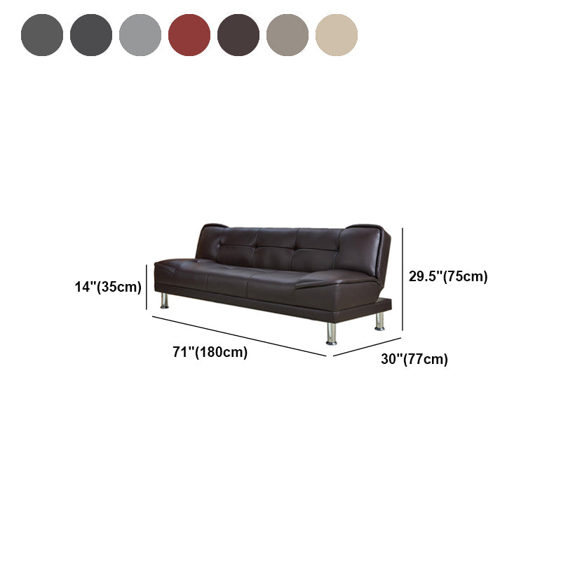 コンテンポラリーコンバーチブルアームレスコットンブレンドとフェイクレザーソファベッド