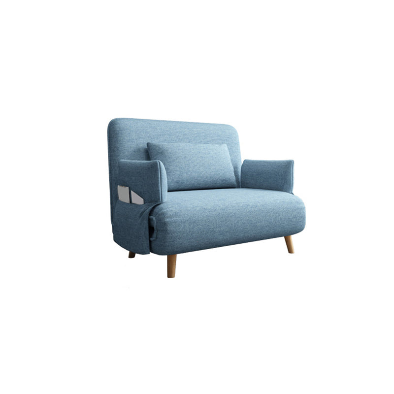 現代のくぼんだアームコットンブレンドとフェイクレザーソファベッド