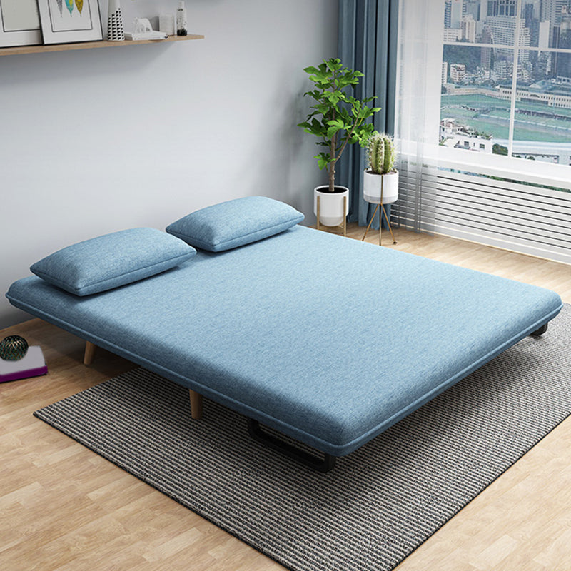 現代のくぼんだアームコットンブレンドとフェイクレザーソファベッド