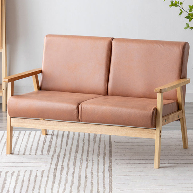 Modern Sofa 44.48" W x 25.98" D x 27.95" H Square Arm Sofa for Living Room Light Brown Clearhalo 'furn' 'furn_sofas' 'Furniture' 'Living Room Furniture' 'Sofa' 'sofas' 5100857