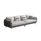 Contemporary Tuxedo Arm Standard Faux Leather Sofa Couch in Grey