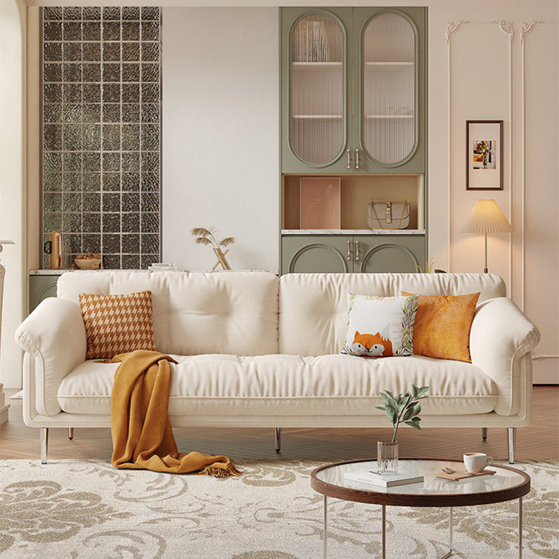 Braccio divano a trapuntato di divano contemporaneo di braccio a rulli in beige/verde