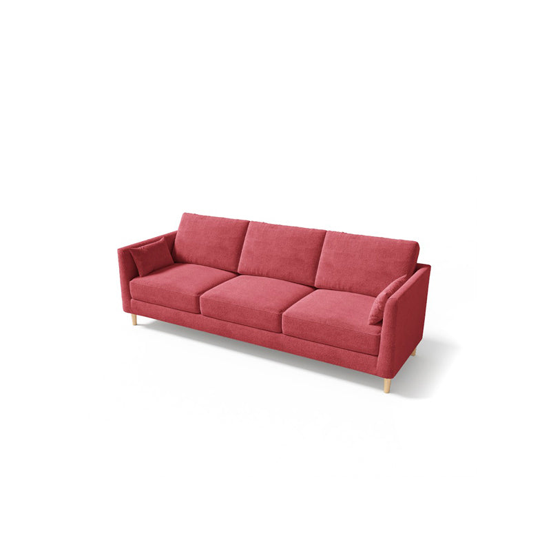 Contemporary Cushions Standard Square Arm Living Room 3-seater Sofa Burgundy Clearhalo 'furn' 'furn_sofas' 'Furniture' 'Living Room Furniture' 'Sofa' 'sofas' 5100985