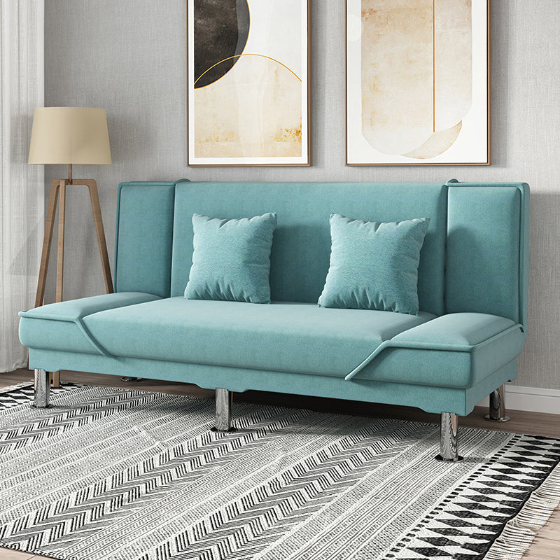 Contemporary Armless Convertible Sofa Linen Foldable Sofa for Apartment Light Green Clearhalo 'furn' 'furn_sofas' 'Furniture' 'Living Room Furniture' 'Sofa' 'sofas' 5101100