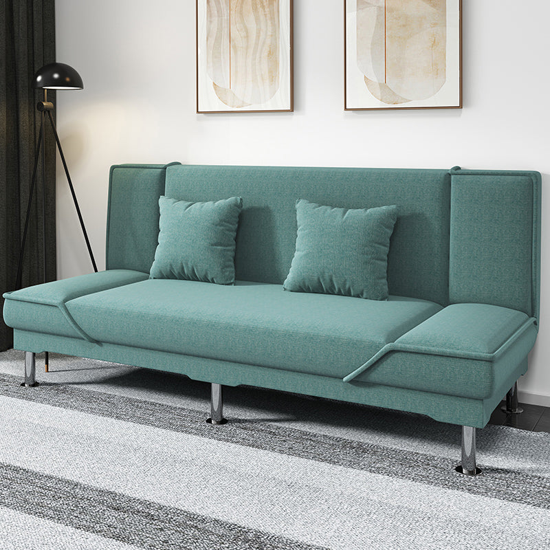 Contemporary Armless Convertible Sofa Linen Foldable Sofa for Apartment Light Army Green Clearhalo 'furn' 'furn_sofas' 'Furniture' 'Living Room Furniture' 'Sofa' 'sofas' 5101112