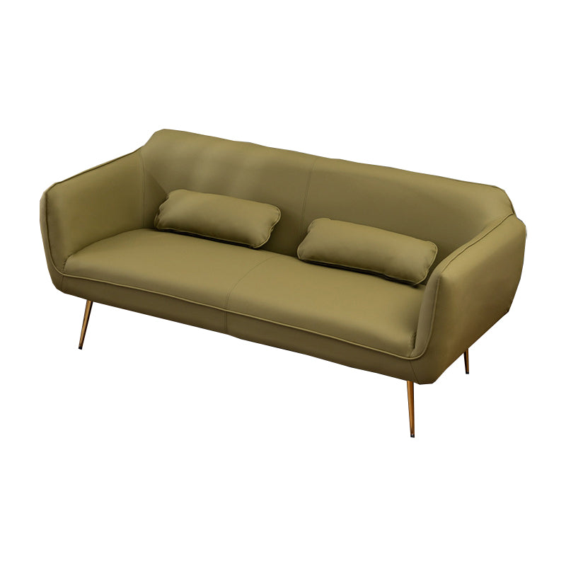 Faux Leather Sofa 29.52" D x 31.49" H Flared Arm Sofa for Living Room 64"L x 29.5"W x 31.5"H Army Green Clearhalo 'furn' 'furn_sofas' 'Furniture' 'Living Room Furniture' 'Sofa' 'sofas' 5101173