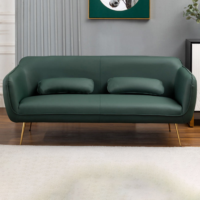 Faux Leather Sofa 29.52" D x 31.49" H Flared Arm Sofa for Living Room 64"L x 29.5"W x 31.5"H Blackish Green Clearhalo 'furn' 'furn_sofas' 'Furniture' 'Living Room Furniture' 'Sofa' 'sofas' 5101184