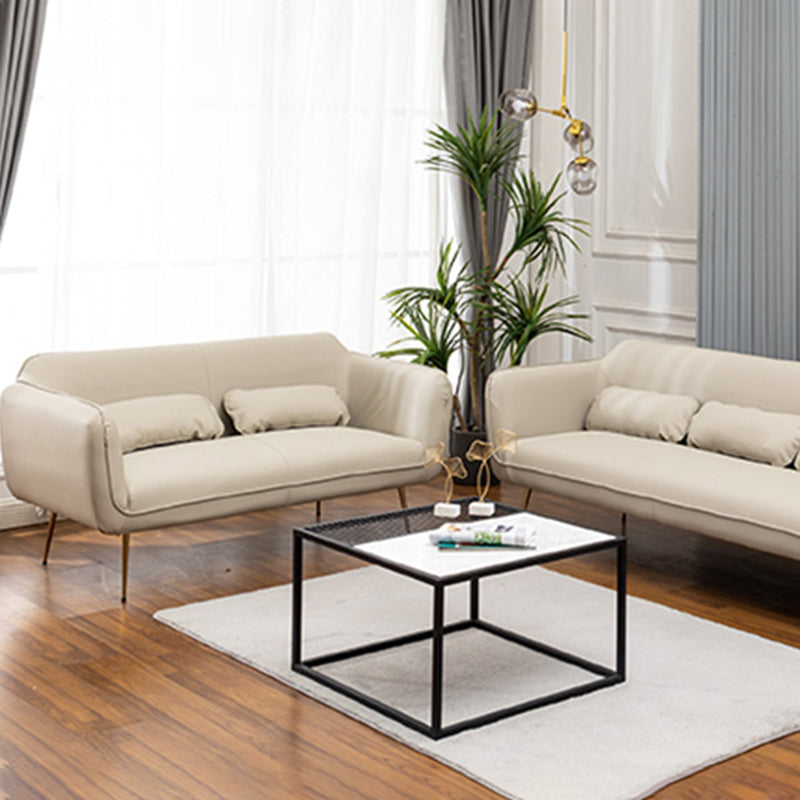 Faux Leather Sofa 29.52" D x 31.49" H Flared Arm Sofa for Living Room Clearhalo 'furn' 'furn_sofas' 'Furniture' 'Living Room Furniture' 'Sofa' 'sofas' 5101188