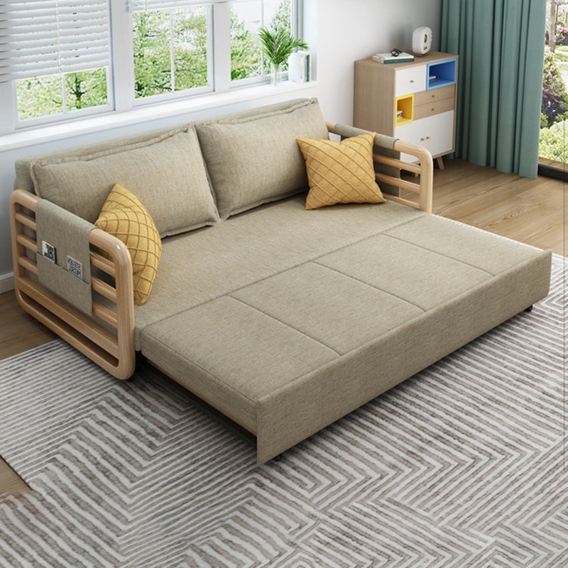 Linen Contemporary Square Arm Sofa Bed Foldable Convertible Sofa for Apartment Clearhalo 'furn' 'furn_sofas' 'Furniture' 'Living Room Furniture' 'Sofa' 'sofas' 5101201