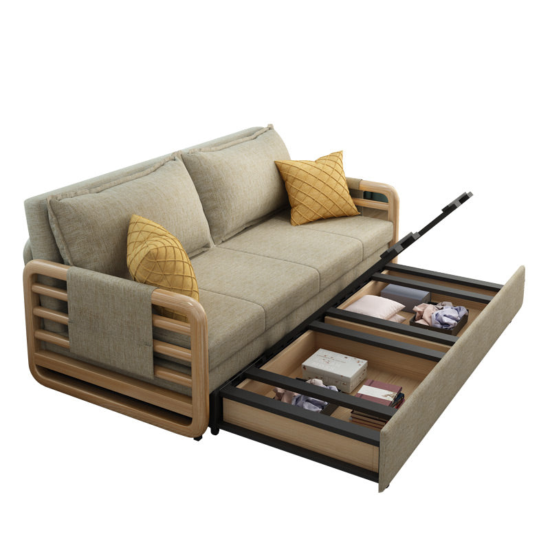 Linen Contemporary Square Arm Sofa Bed Foldable Convertible Sofa for Apartment Clearhalo 'furn' 'furn_sofas' 'Furniture' 'Living Room Furniture' 'Sofa' 'sofas' 5101205