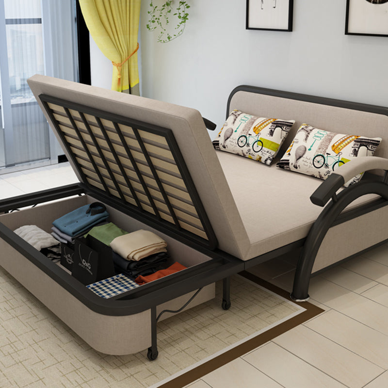 Linen Contemporary Sloped Arm Sofa Bed Foldable Convertible Sofa for Apartment Clearhalo 'furn' 'furn_sofas' 'Furniture' 'Living Room Furniture' 'Sofa' 'sofas' 5101232